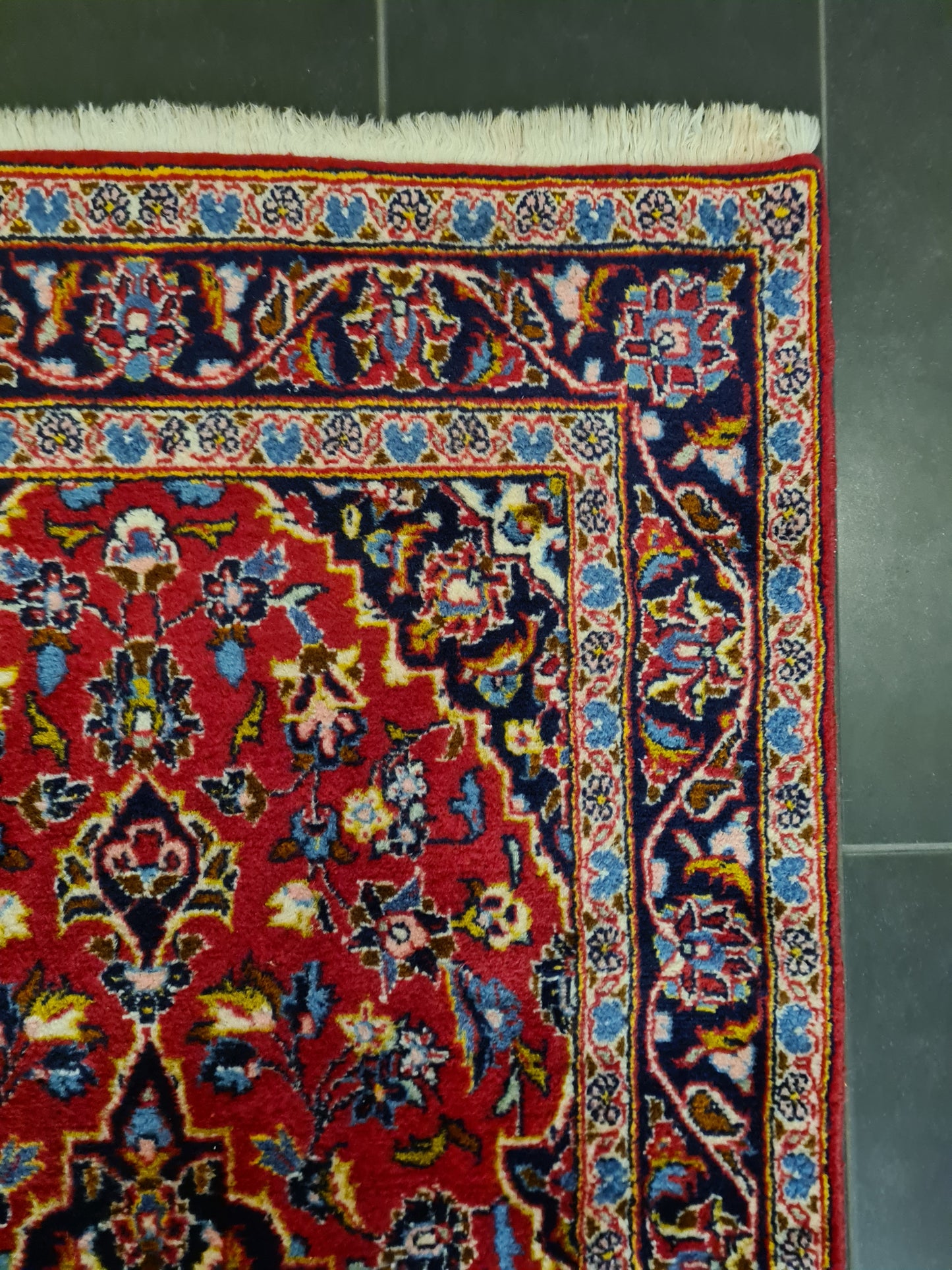 Perserteppich Orientteppich Handgeknüpfer Teppich Keshan Läufer 320x92cm