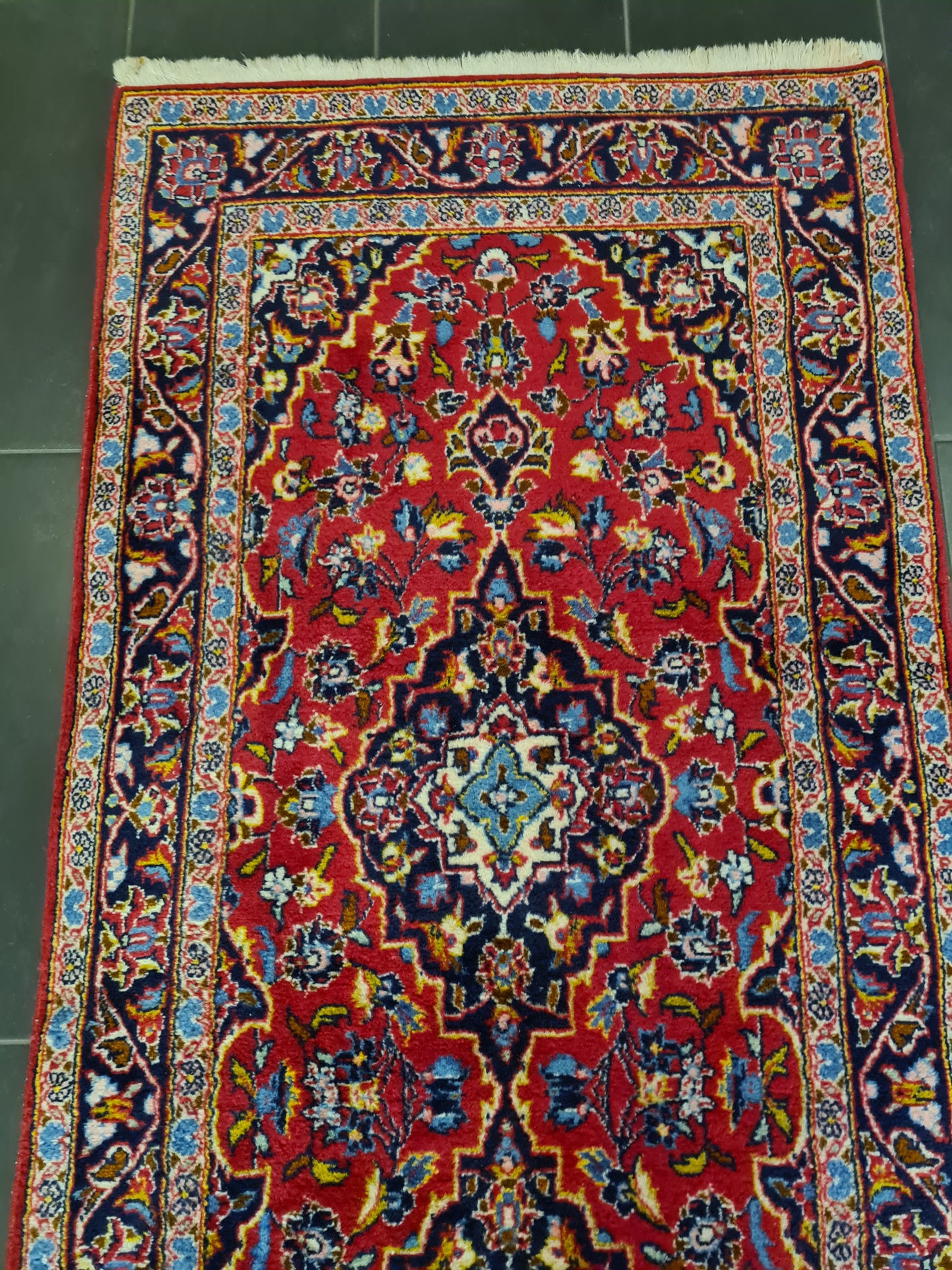 Perserteppich Orientteppich Handgeknüpfer Teppich Keshan Läufer 320x92cm