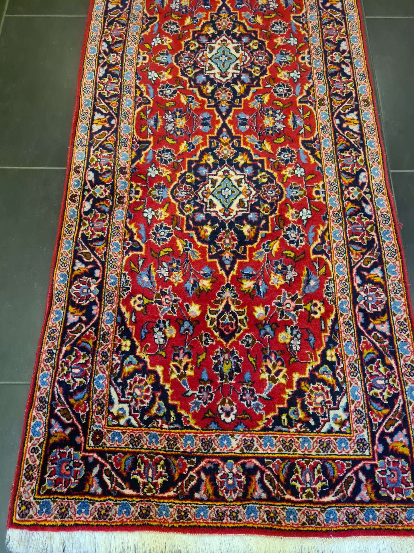 Perserteppich Orientteppich Handgeknüpfer Teppich Keshan Läufer 320x92cm