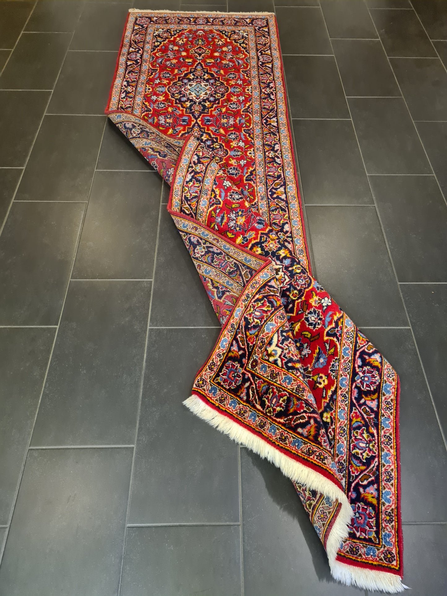 Perserteppich Orientteppich Handgeknüpfer Teppich Keshan Läufer 320x92cm
