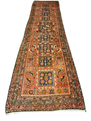 Perserteppich Orientteppich Handgeknüpfter Teppich Heris Antik 439x113cm