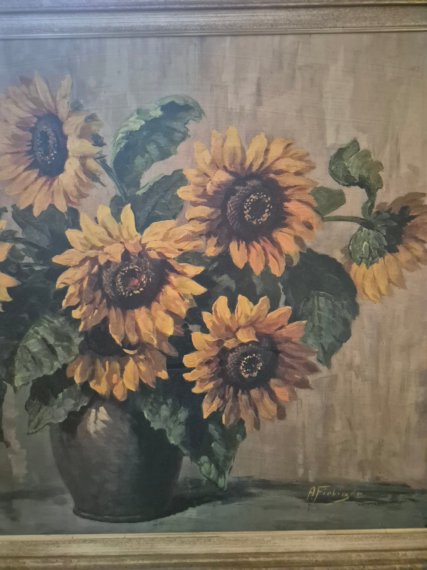 Ölgemälde Handsigniert Blumenstillleben Sonnenblumen 70x90cm