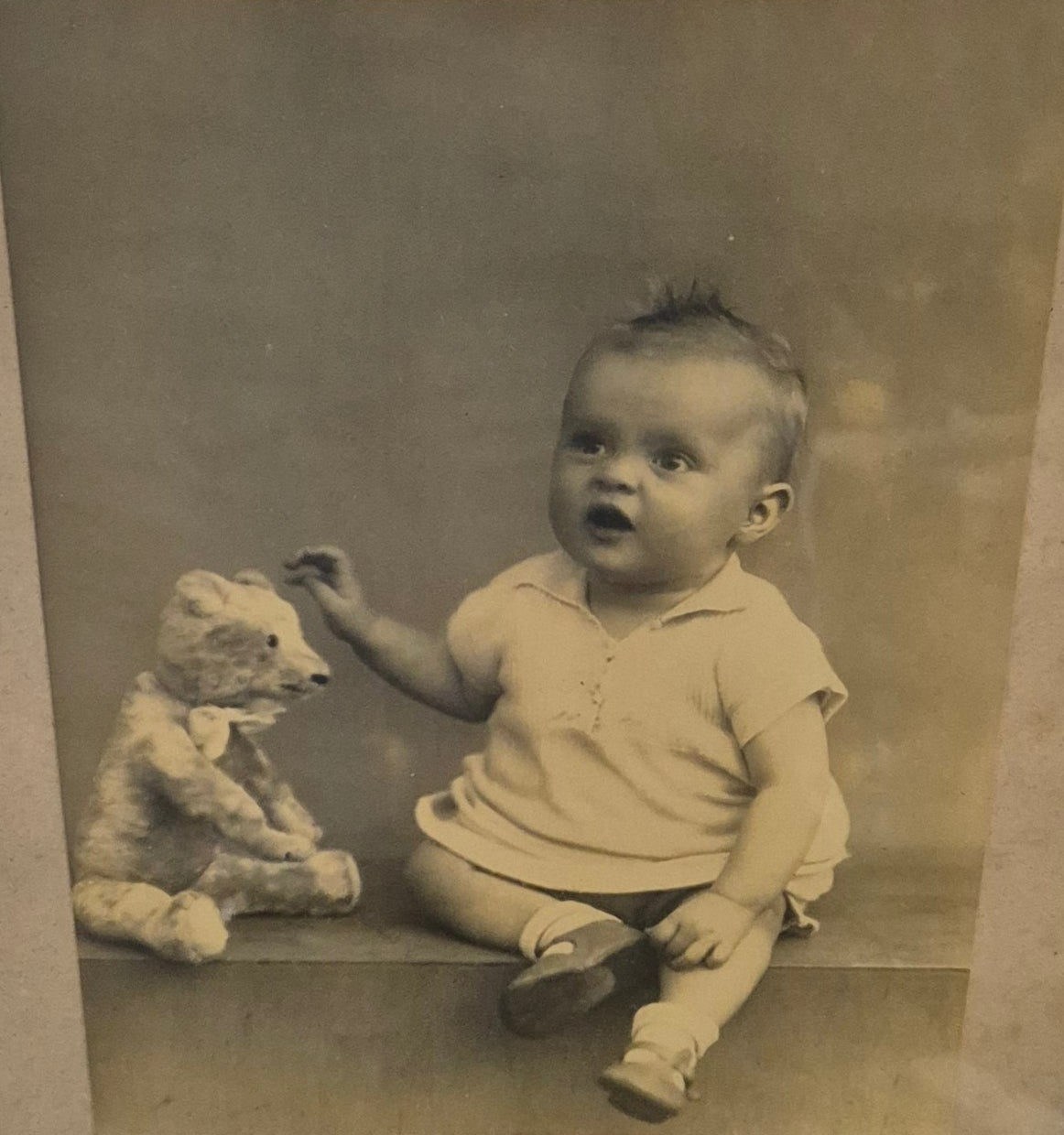 Originale Lithographie Fotokunst Historisches Porträt eines Babys