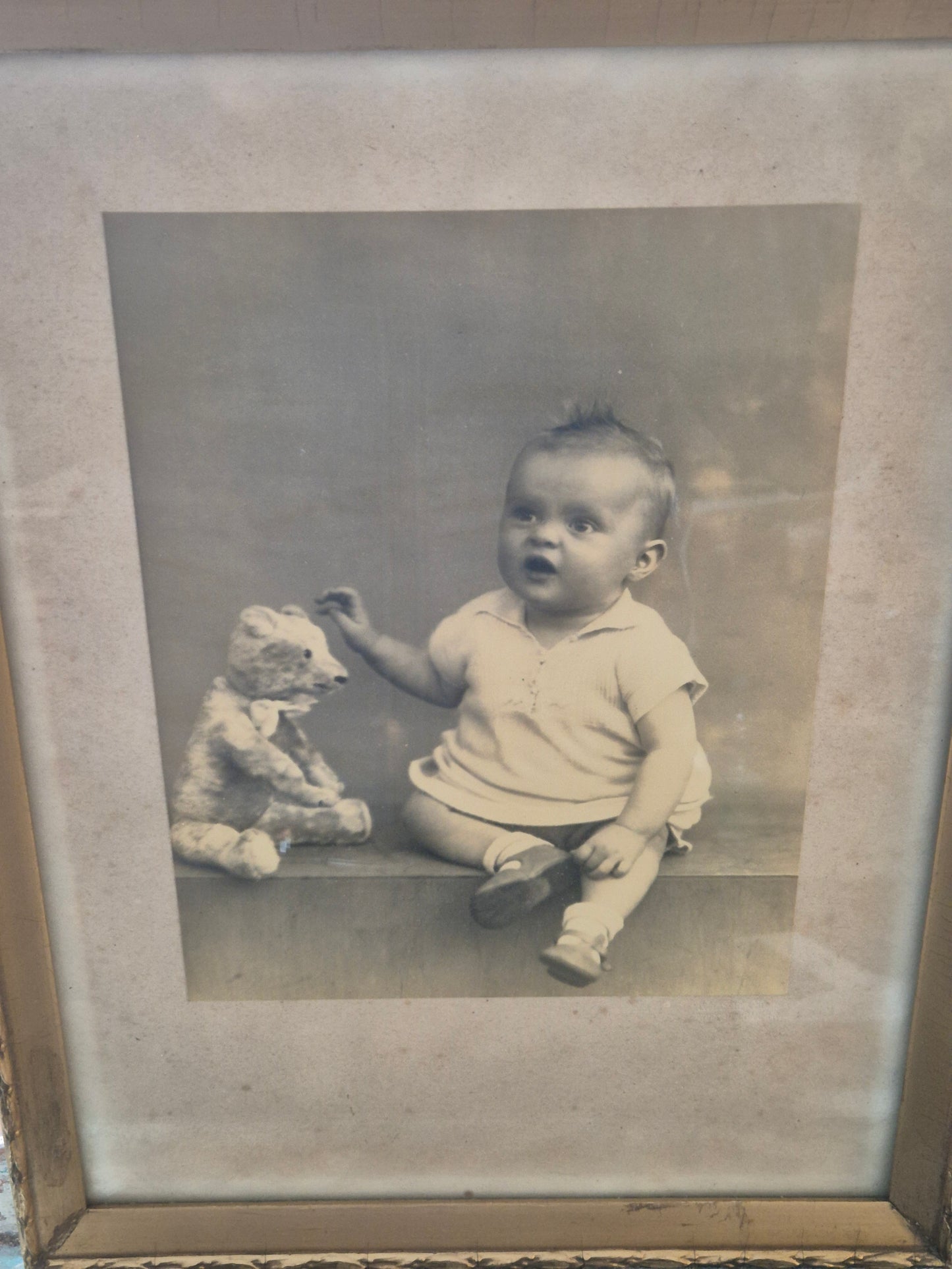 Originale Lithographie Fotokunst Historisches Porträt eines Babys