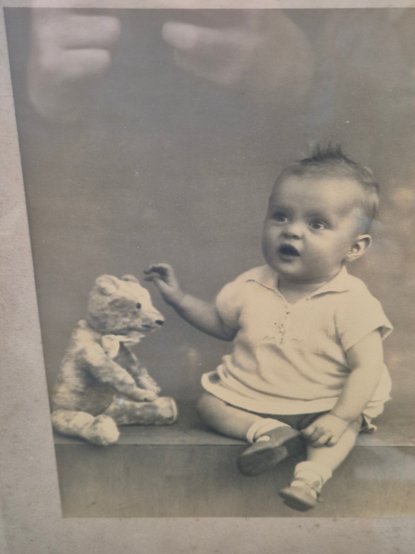 Originale Lithographie Fotokunst Historisches Porträt eines Babys