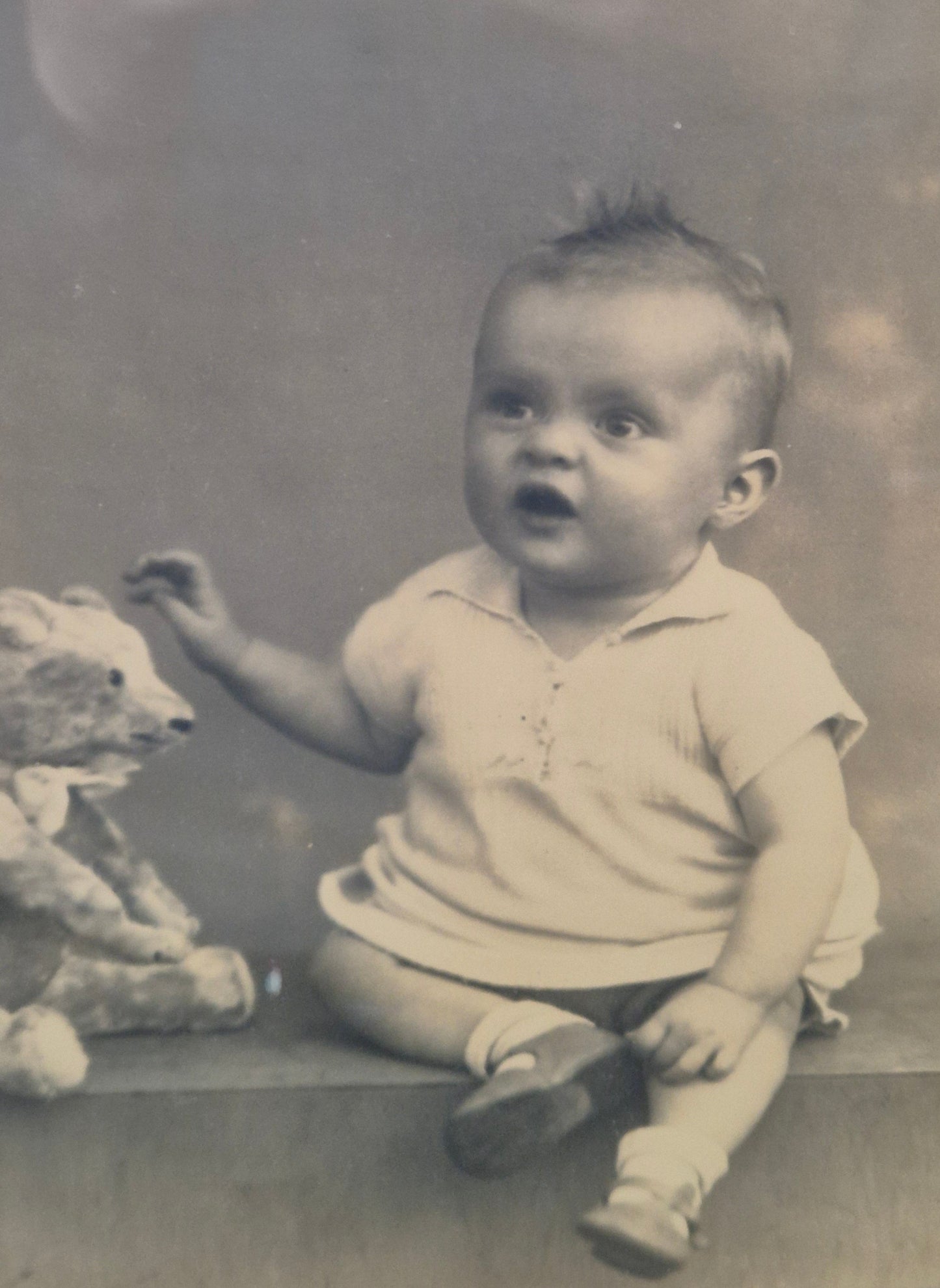 Originale Lithographie Fotokunst Historisches Porträt eines Babys