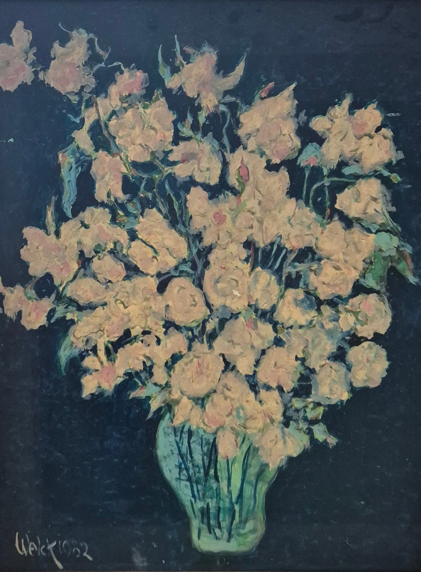 Ölgemälde Weiße Rosen nach Vincent van Gogh von Welck (1982)