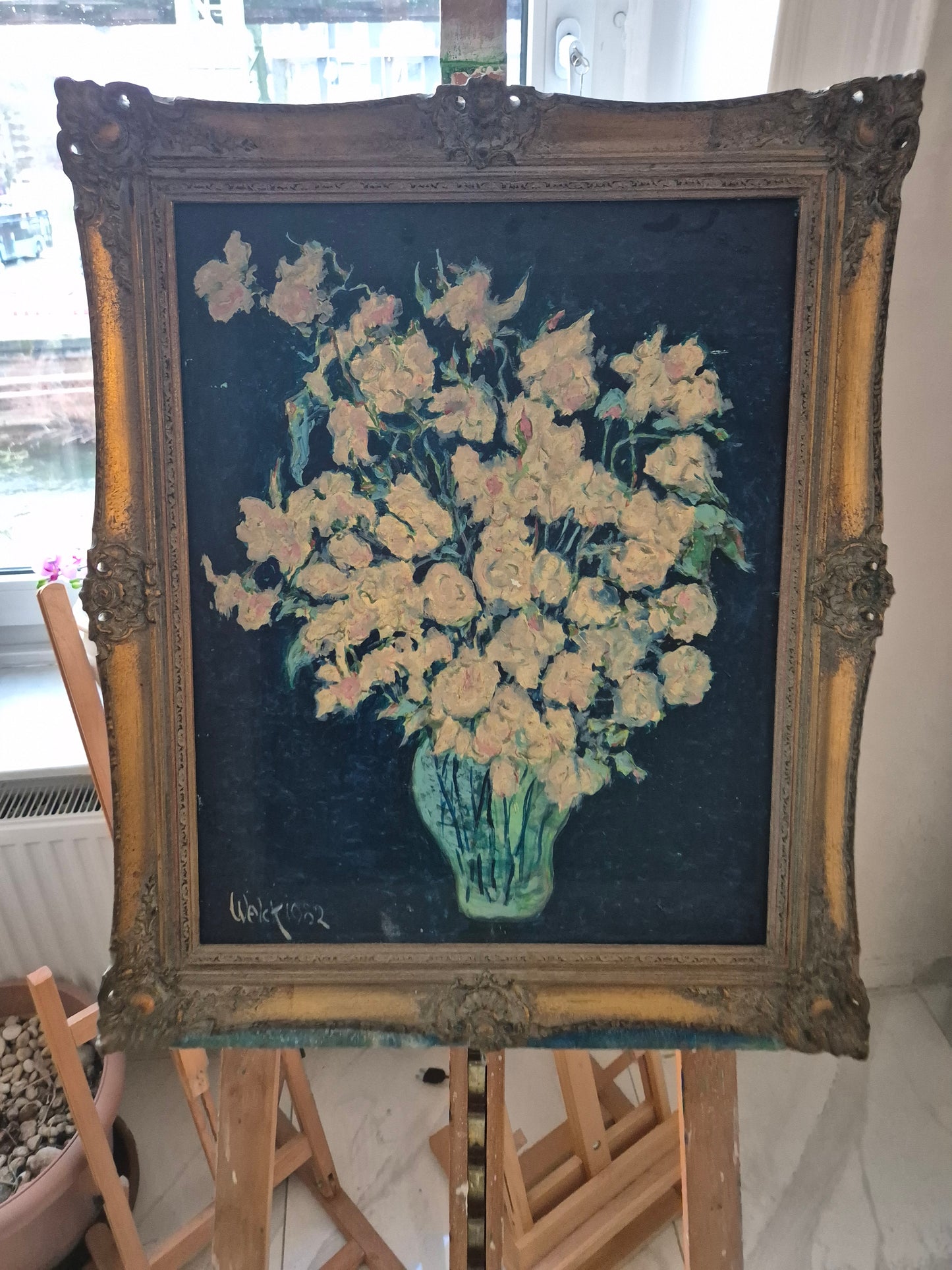 Ölgemälde Weiße Rosen nach Vincent van Gogh von Welck (1982)