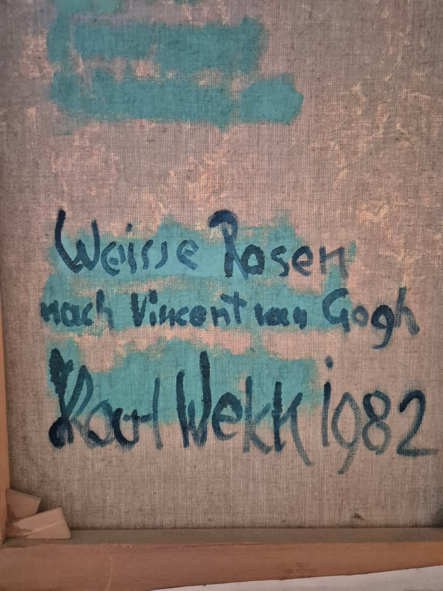 Ölgemälde Weiße Rosen nach Vincent van Gogh von Welck (1982)