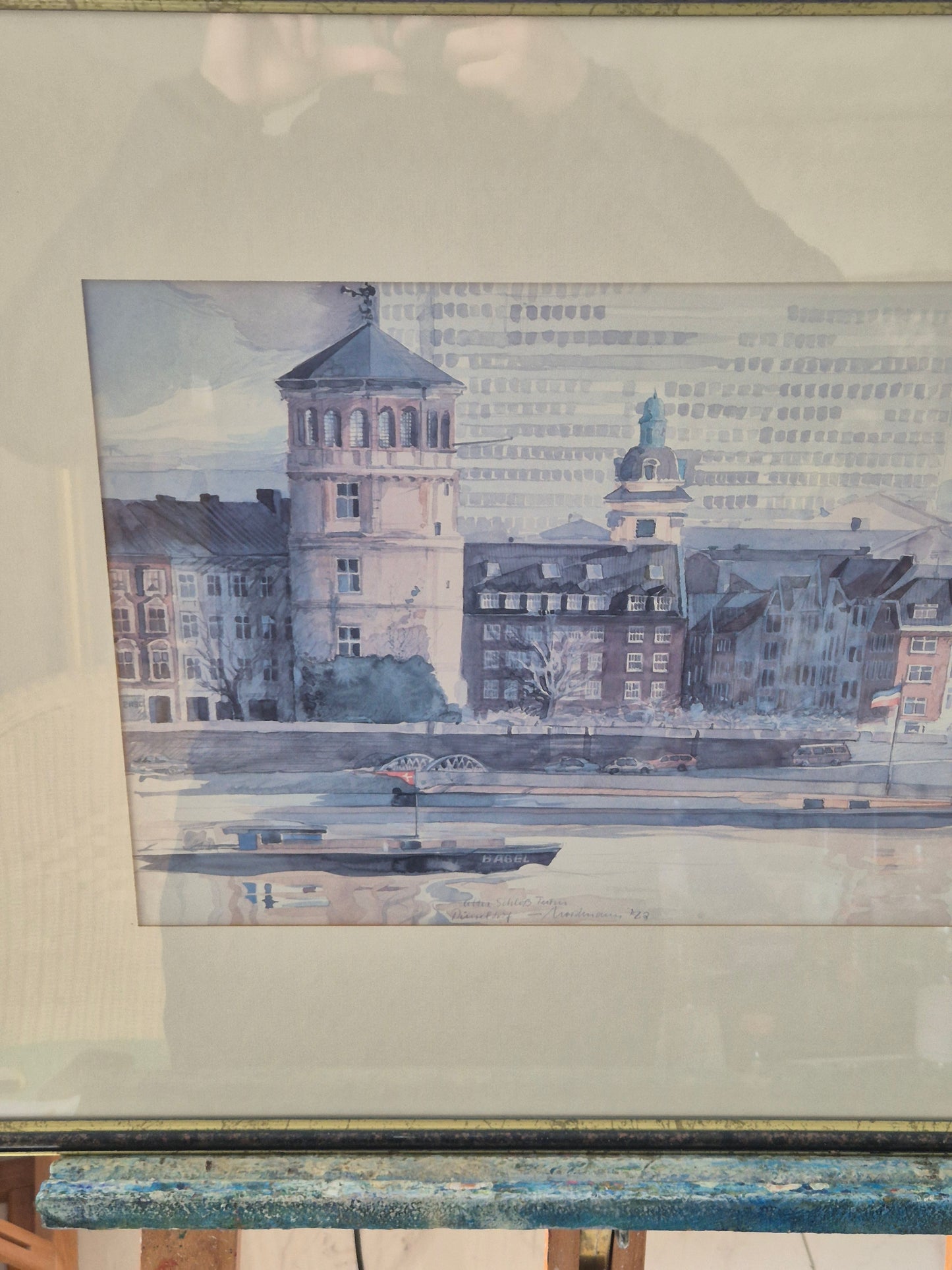 Düsseldorfer Schule (XX) Aquarellmalerei Alter Schlossturm Düsseldorf