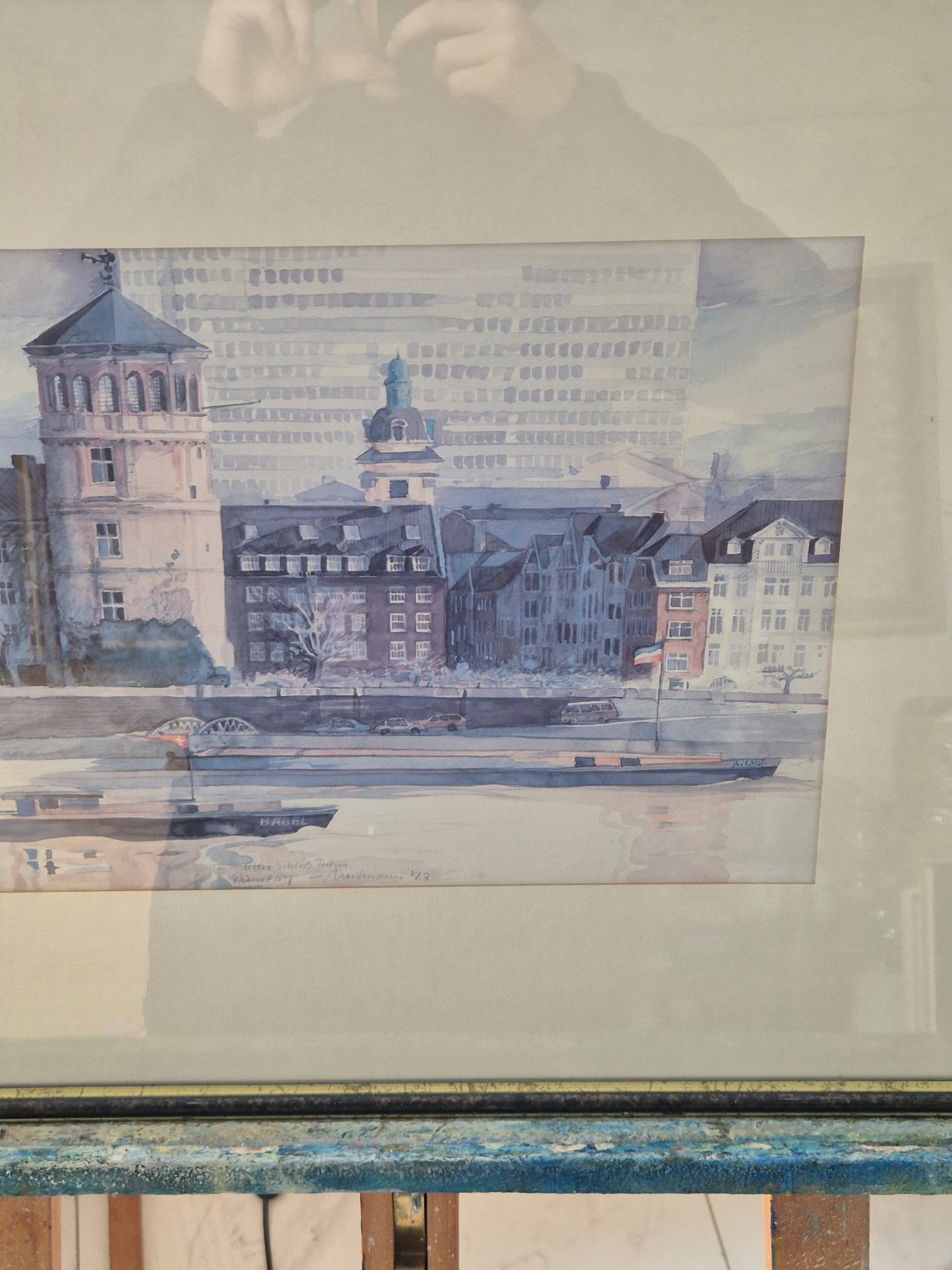 Düsseldorfer Schule (XX) Aquarellmalerei Alter Schlossturm Düsseldorf