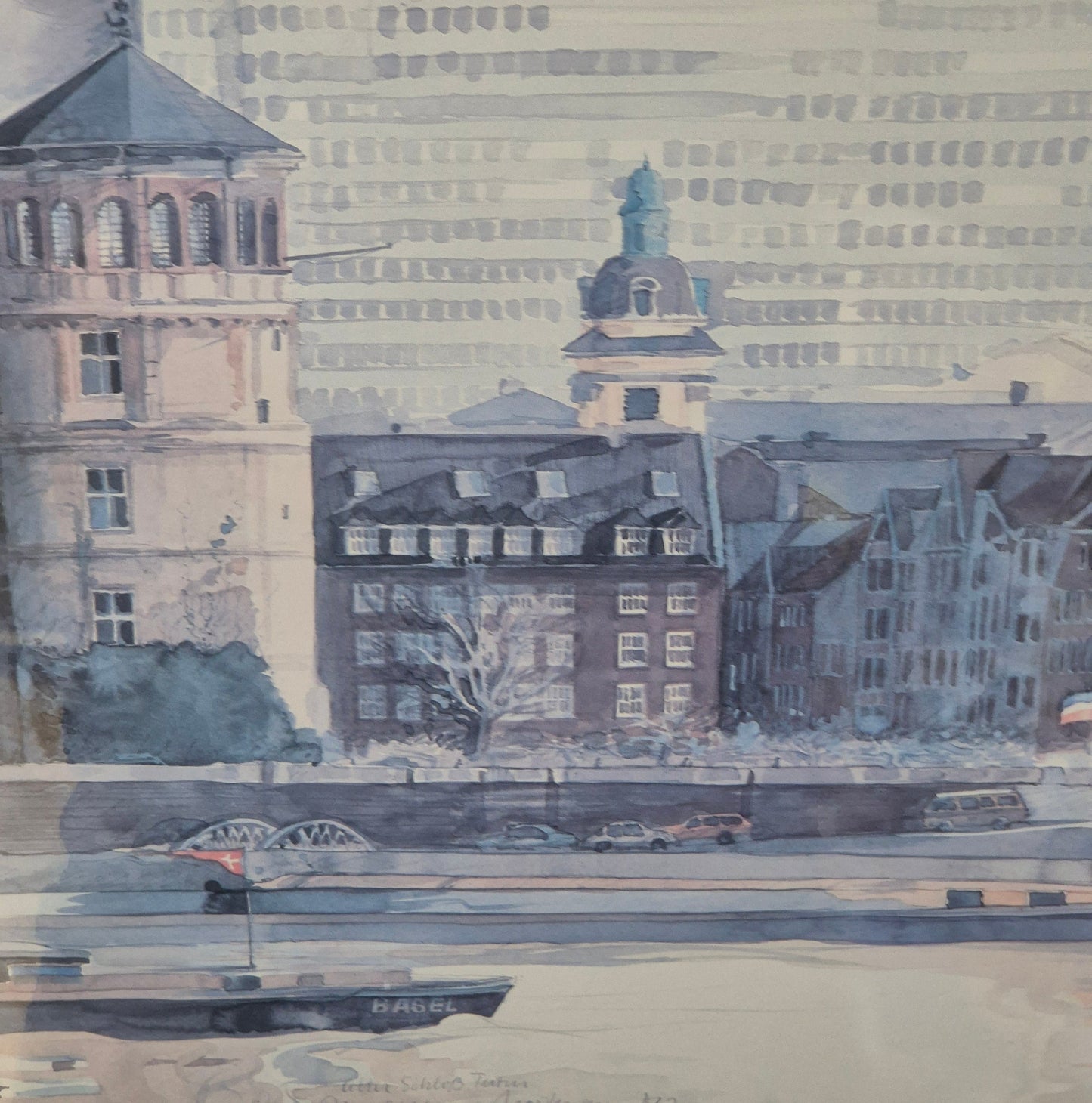 Düsseldorfer Schule (XX) Aquarellmalerei Alter Schlossturm Düsseldorf