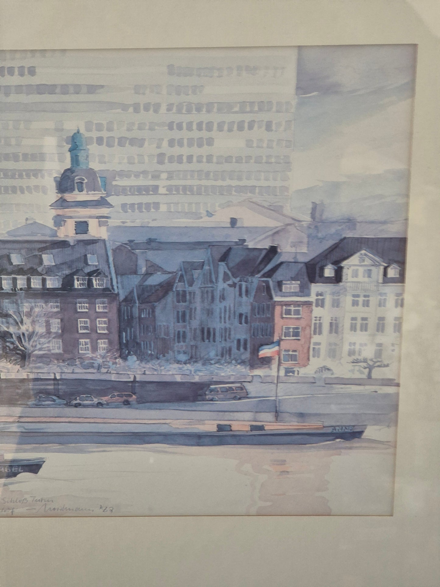 Düsseldorfer Schule (XX) Aquarellmalerei Alter Schlossturm Düsseldorf