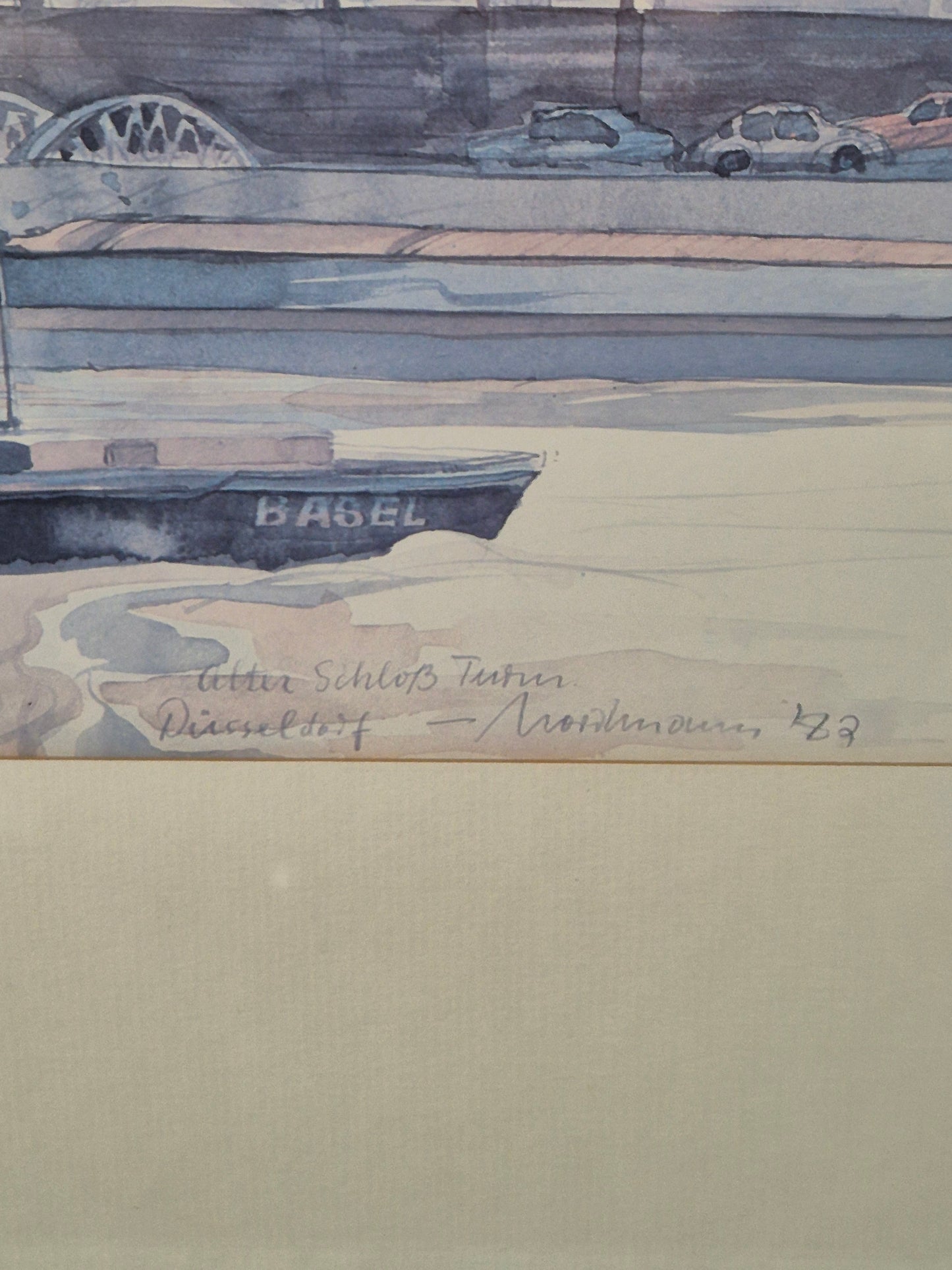 Düsseldorfer Schule (XX) Aquarellmalerei Alter Schlossturm Düsseldorf