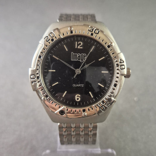 Sportliche Image Herrenarmbanduhr – Edelstahl mit drehbarer Lünette