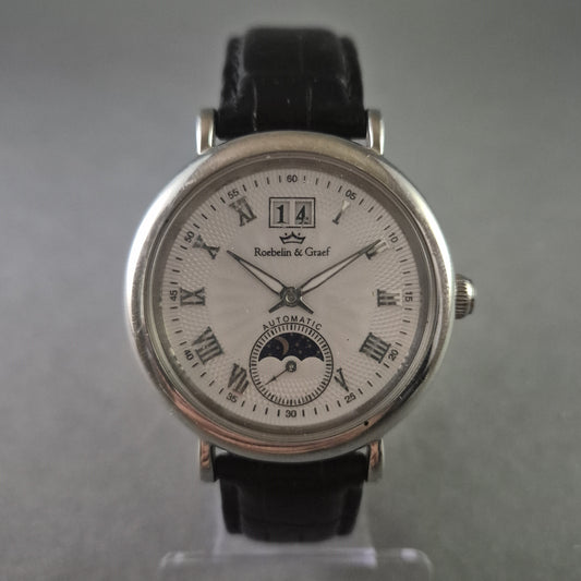 Elegante Roebelin & Graef Automatik Herrenuhr – Mondphase & Datumsanzeige