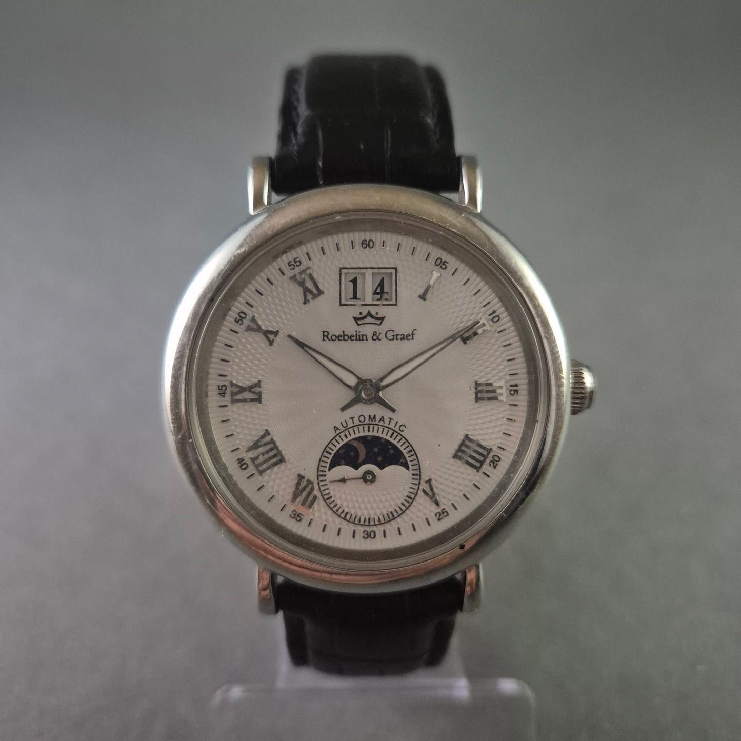 Elegante Roebelin & Graef Automatik Herrenuhr – Mondphase & Datumsanzeige