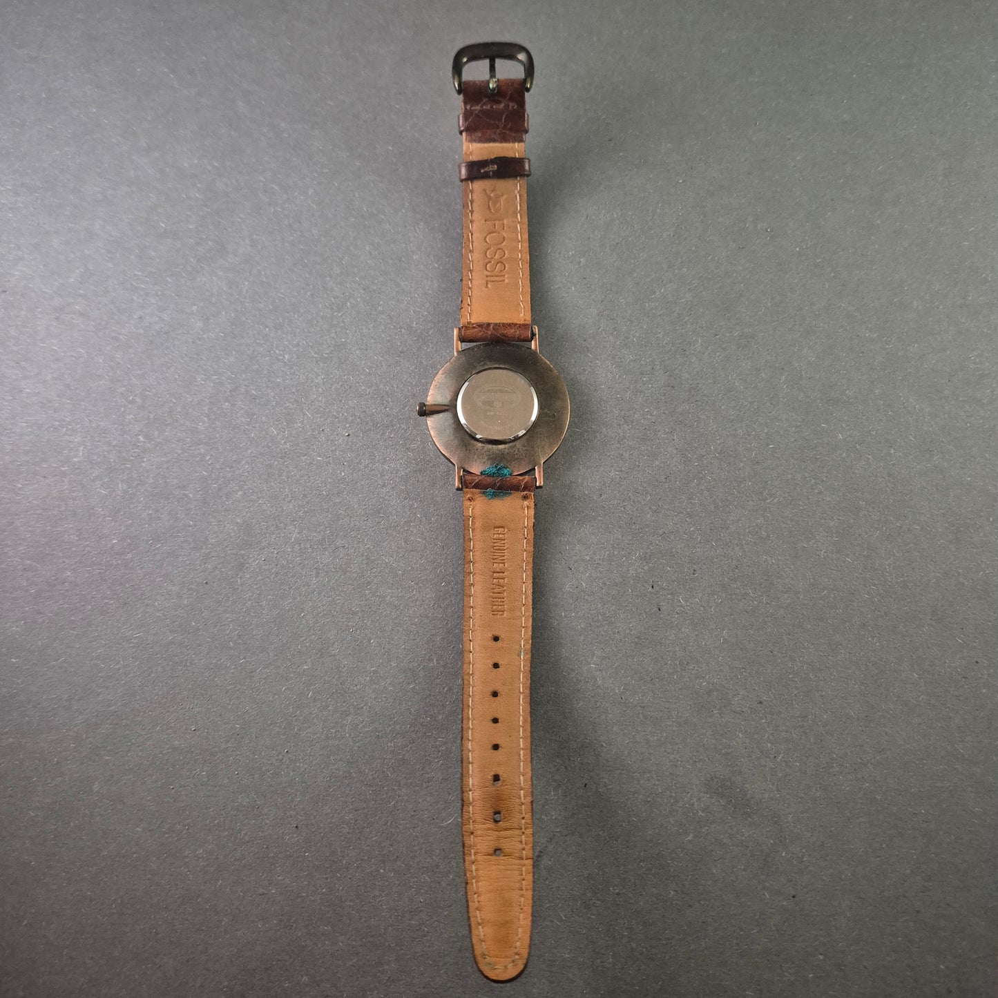 Vintage Fossil Herrenarmbanduhr – Azteken-Design mit Lederarmband