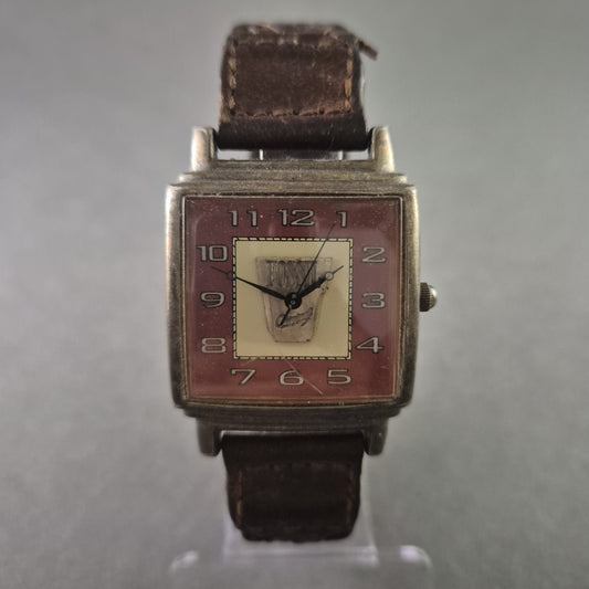 Fossil Herrenarmbanduhr – Retro-Design mit geflochtenem Lederarmband