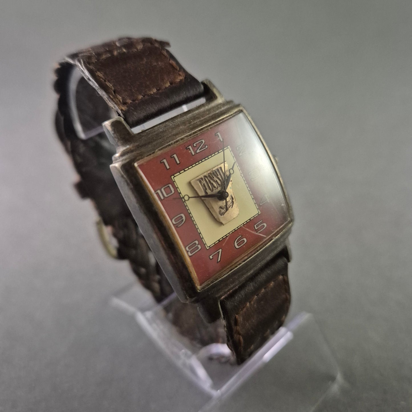 Fossil Herrenarmbanduhr – Retro-Design mit geflochtenem Lederarmband