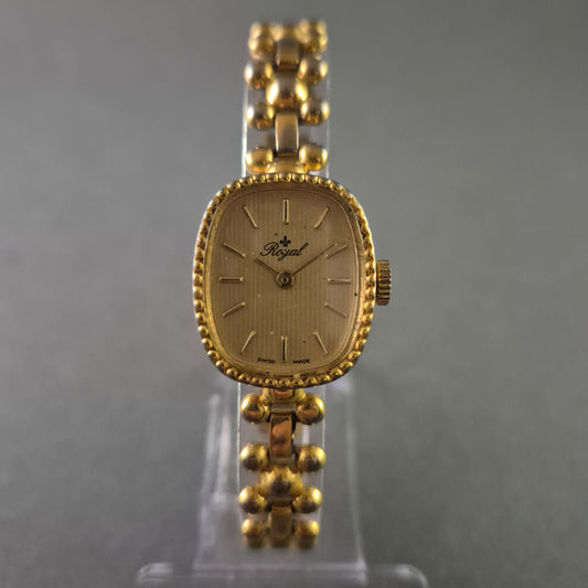 Elegante Royal Damenarmbanduhr – Goldfarbener Vintage-Look