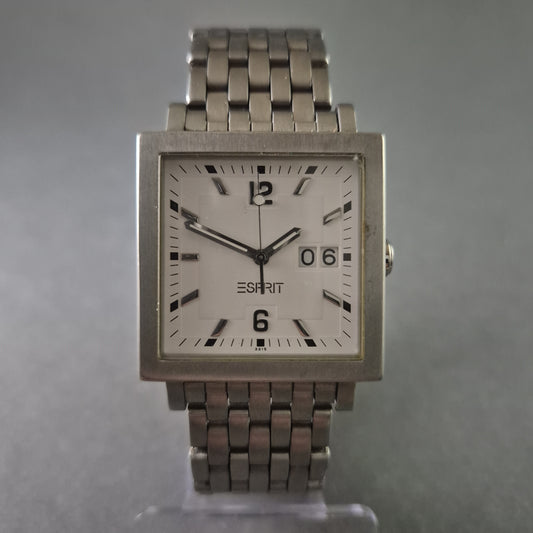 Stilvolle Esprit Herrenarmbanduhr – Rechteckiges Design mit Edelstahlarmband