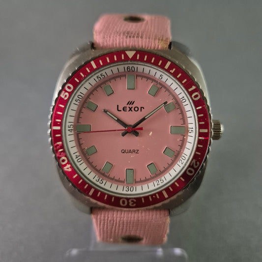 Sportliche Lexor Taucheruhr mit markantem Design – Pink & Rot