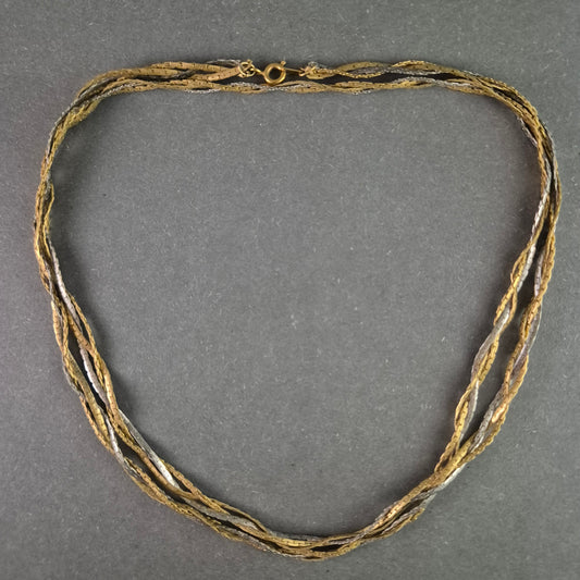 Vintage-Geflecht-Halskette in Bicolor – Elegante Kombination aus Gold & Silber