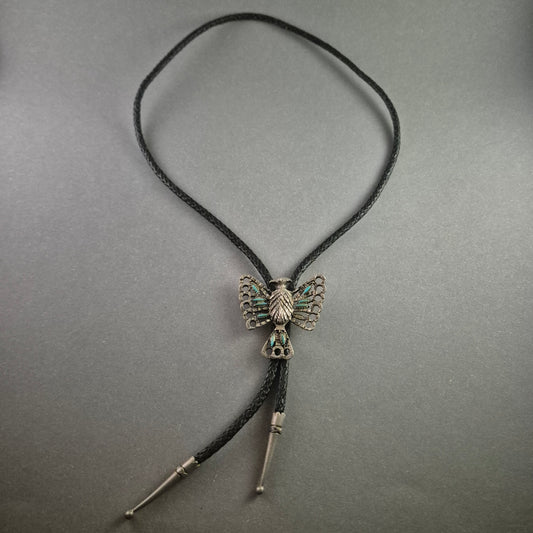 Vintage Bolo Tie mit Adler-Motiv – Western-Style mit Türkis-Akzenten