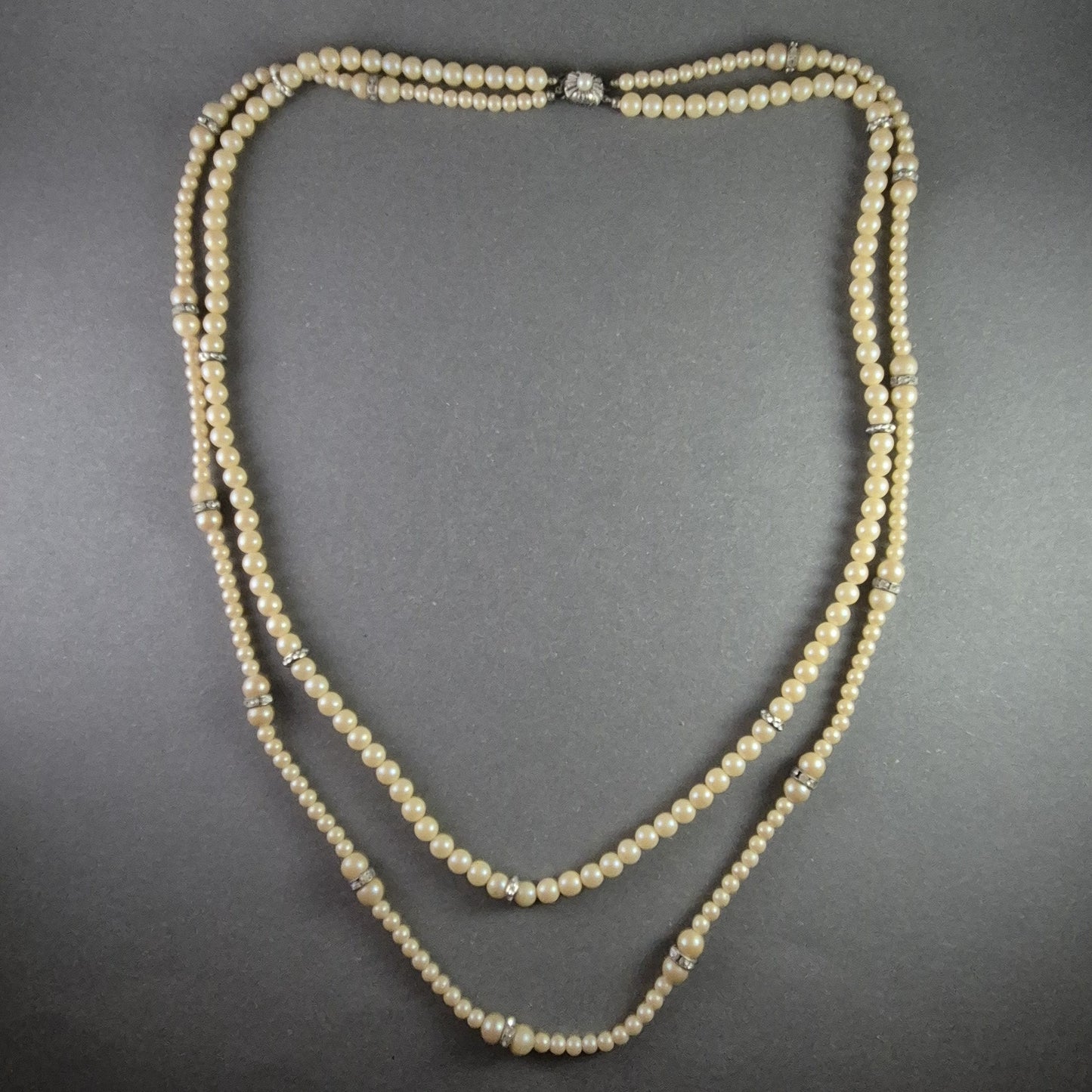 Elegante Vintage-Perlenkette – Zweireihiges Design mit 835er Silberverschluss