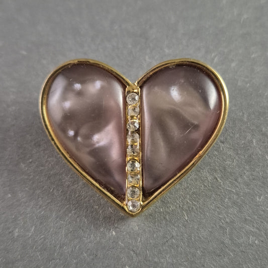 Elegante Vintage-Herz-Brosche mit Glassteinen – Romantischer Charme