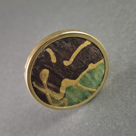 Vintage-Goldclip mit abstraktem Stoffmuster – Stilvolles Unikat