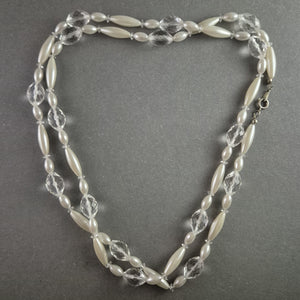 Vintage Perlenkette – Elegante Zweireihige Halskette mit Kristall-Details