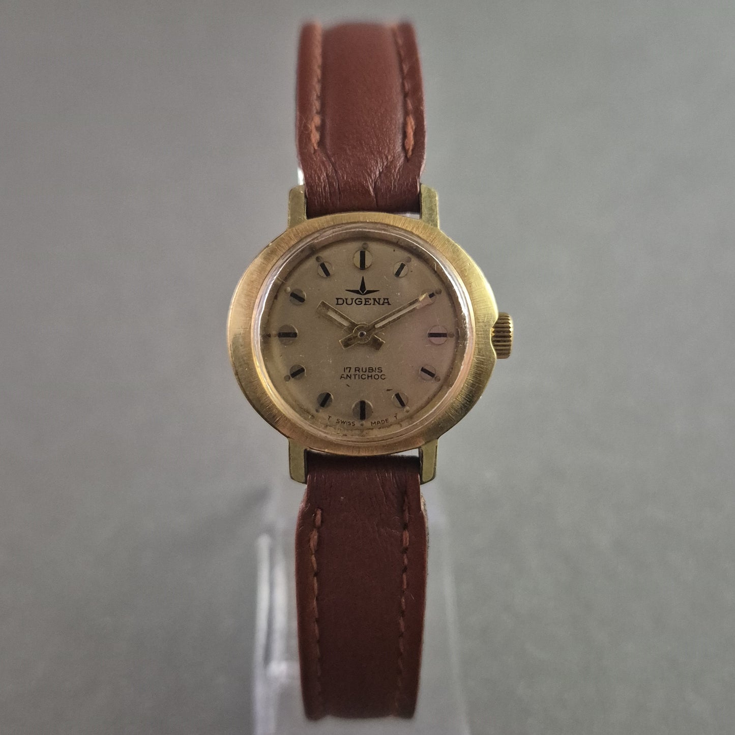 Klassische Dugena Damenarmbanduhr – Vintage-Charme mit goldfarbenem Gehäuse