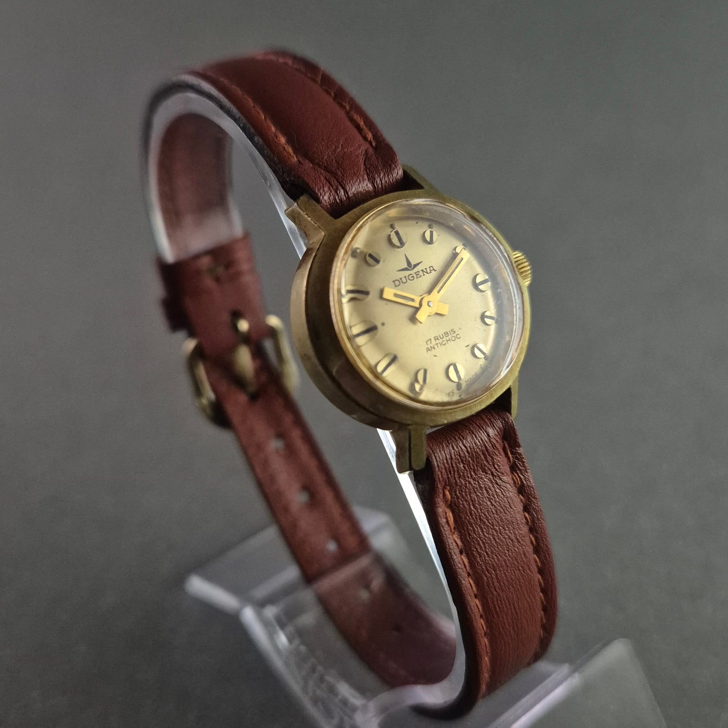 Klassische Dugena Damenarmbanduhr – Vintage-Charme mit goldfarbenem Gehäuse