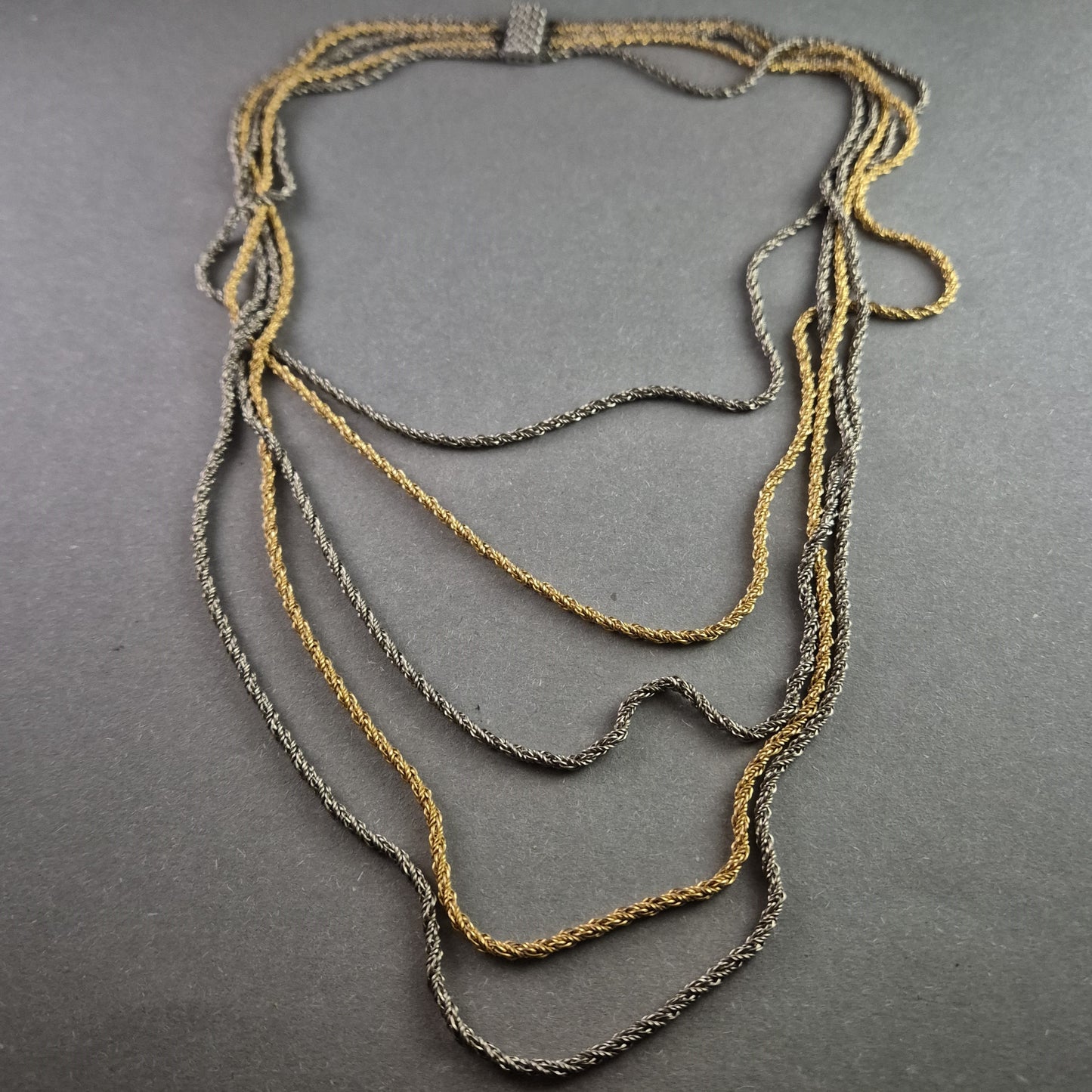 Vintage Mehrreihige Kette – Elegante Bicolor Optik in Gold & Silber