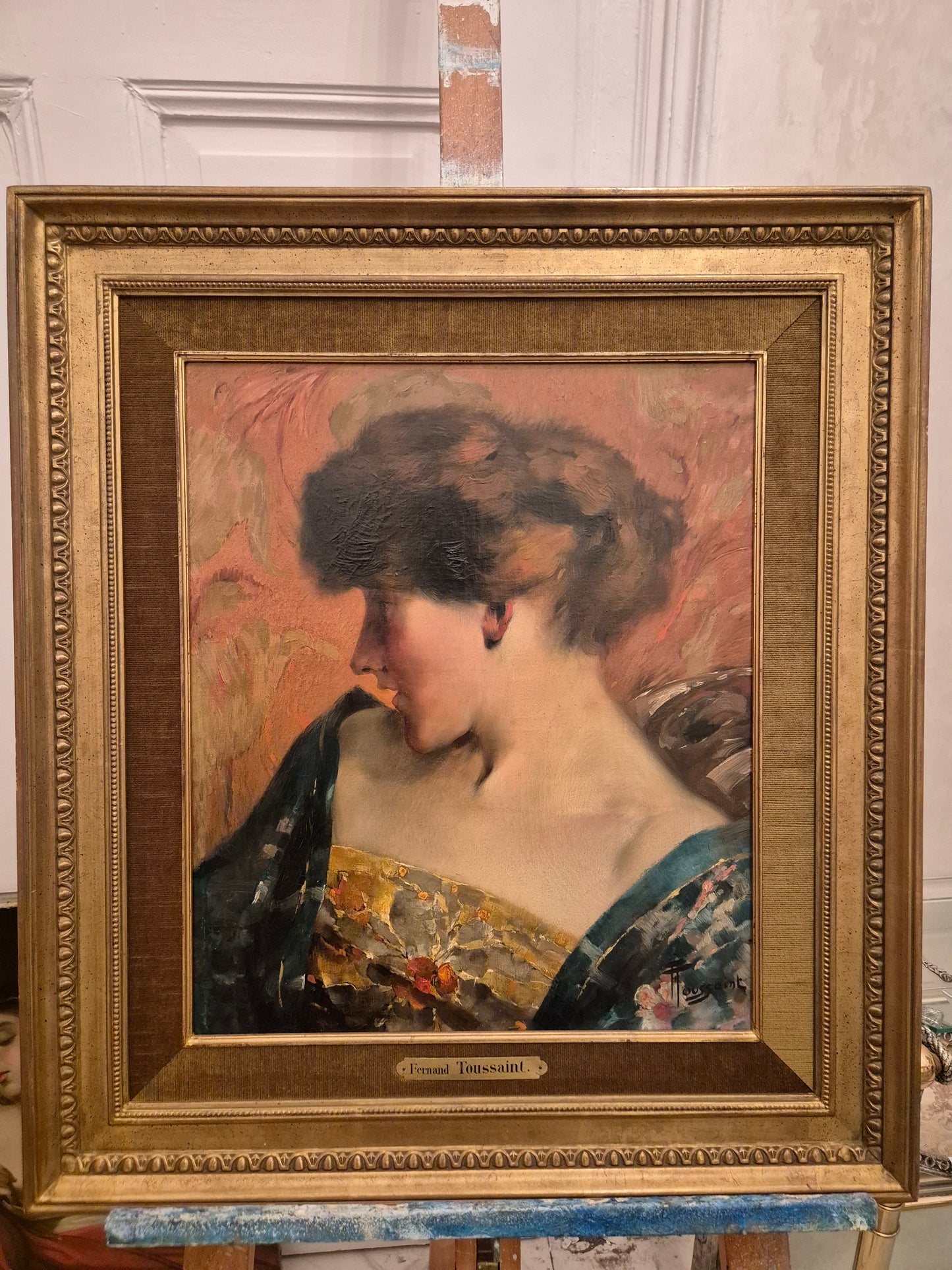 Fernand Toussaint (1873-1956) Ölgemälde Art Deco Jugendstil Portait