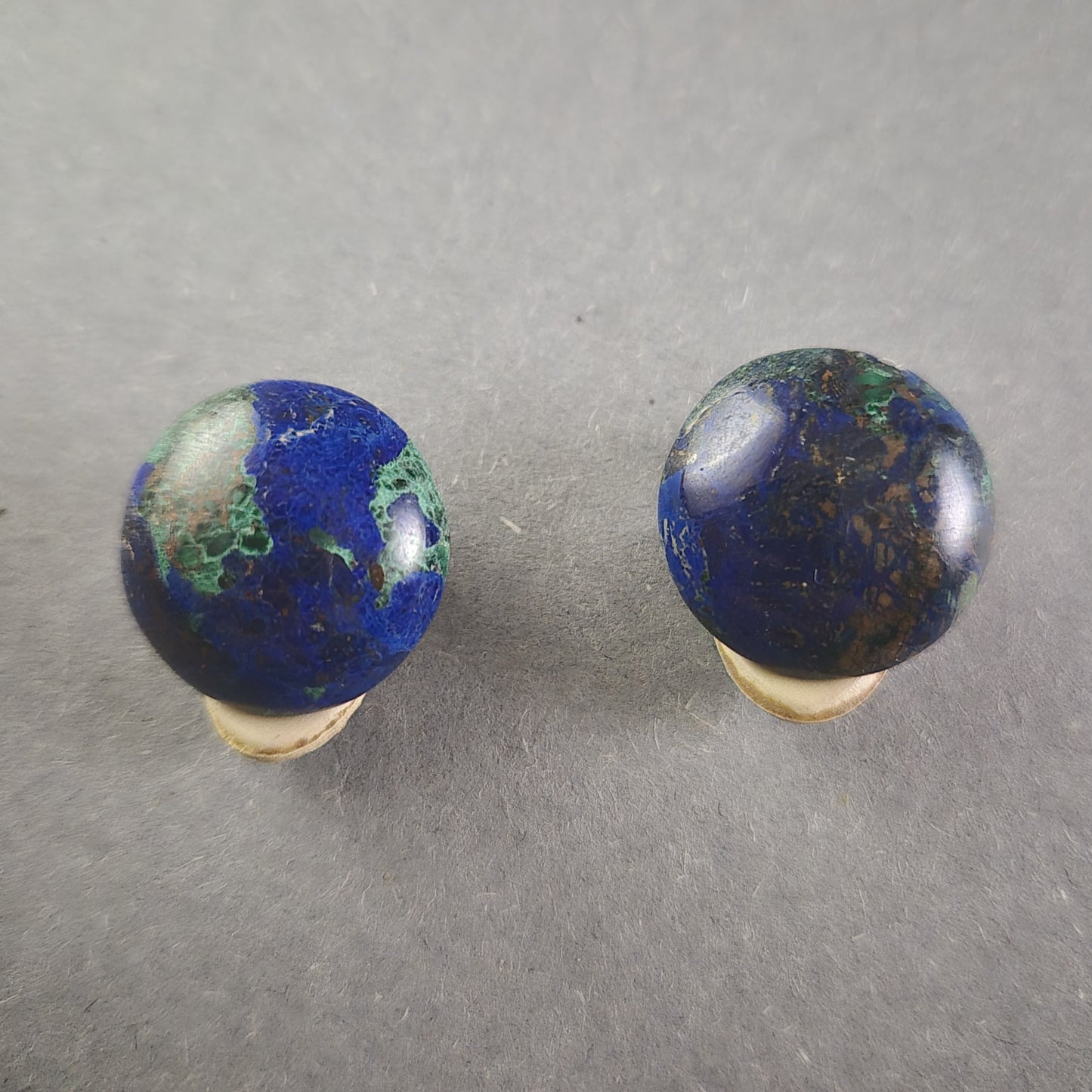 Vintage Azurit-Malachit Ohrclips – Edle Natursteine in zeitlosem Design