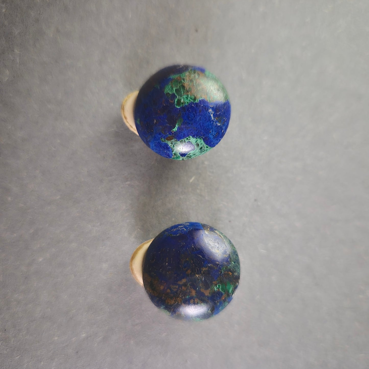 Vintage Azurit-Malachit Ohrclips – Edle Natursteine in zeitlosem Design