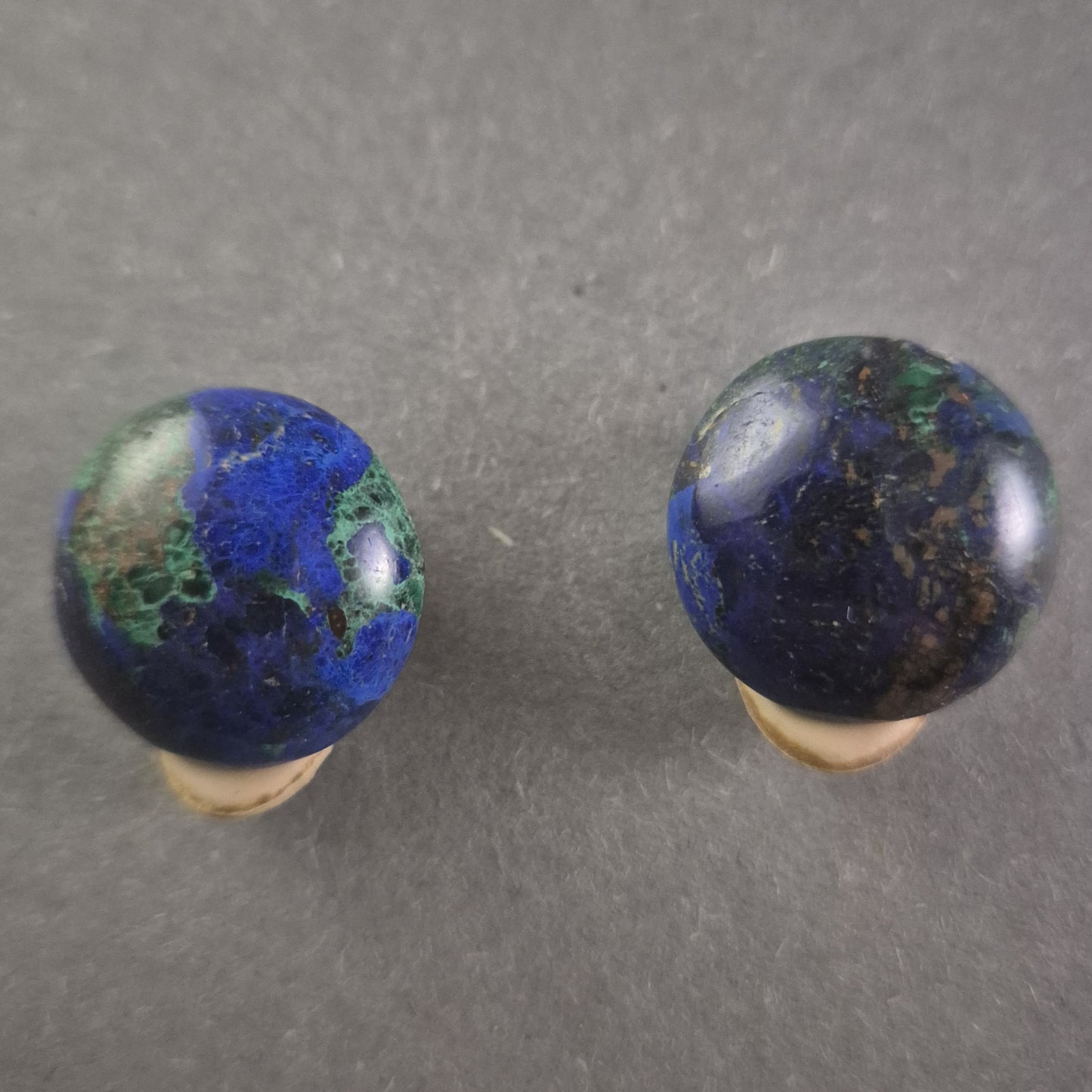 Vintage Azurit-Malachit Ohrclips – Edle Natursteine in zeitlosem Design