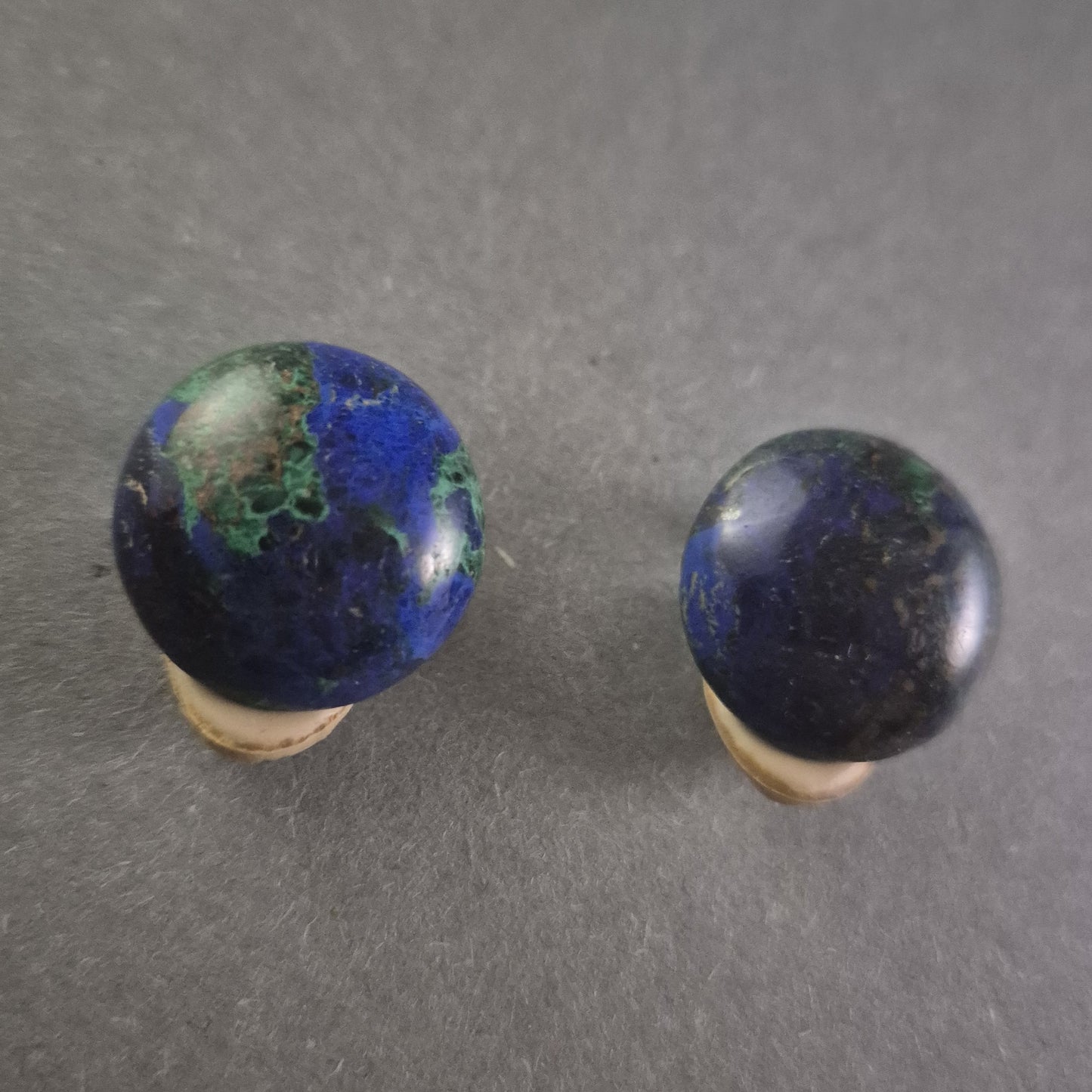 Vintage Azurit-Malachit Ohrclips – Edle Natursteine in zeitlosem Design