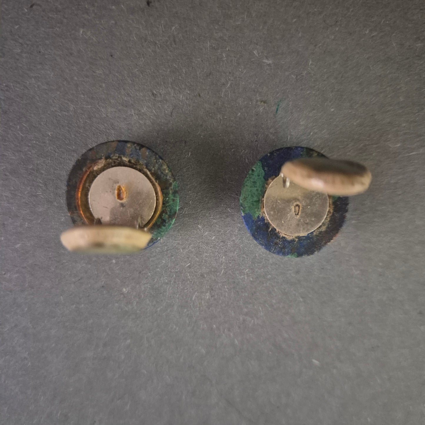 Vintage Azurit-Malachit Ohrclips – Edle Natursteine in zeitlosem Design