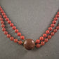 Vintage Rotkorallen-Kette – Zweireihiges Design mit klassischem Verschluss