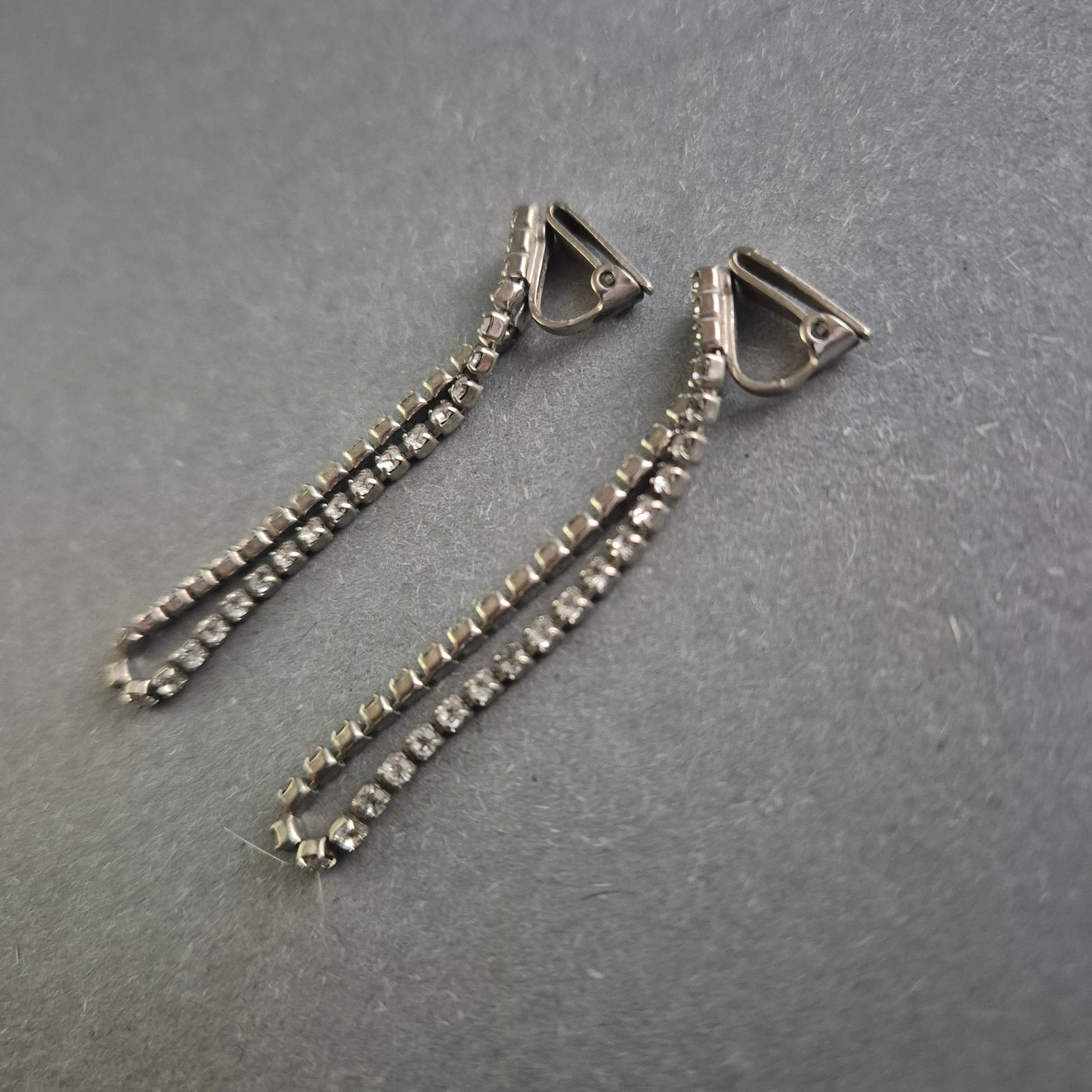 Elegante Vintage Strass-Ohrclips – Glänzende Zweireihige Designs