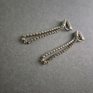 Elegante Vintage Strass-Ohrclips – Glänzende Zweireihige Designs