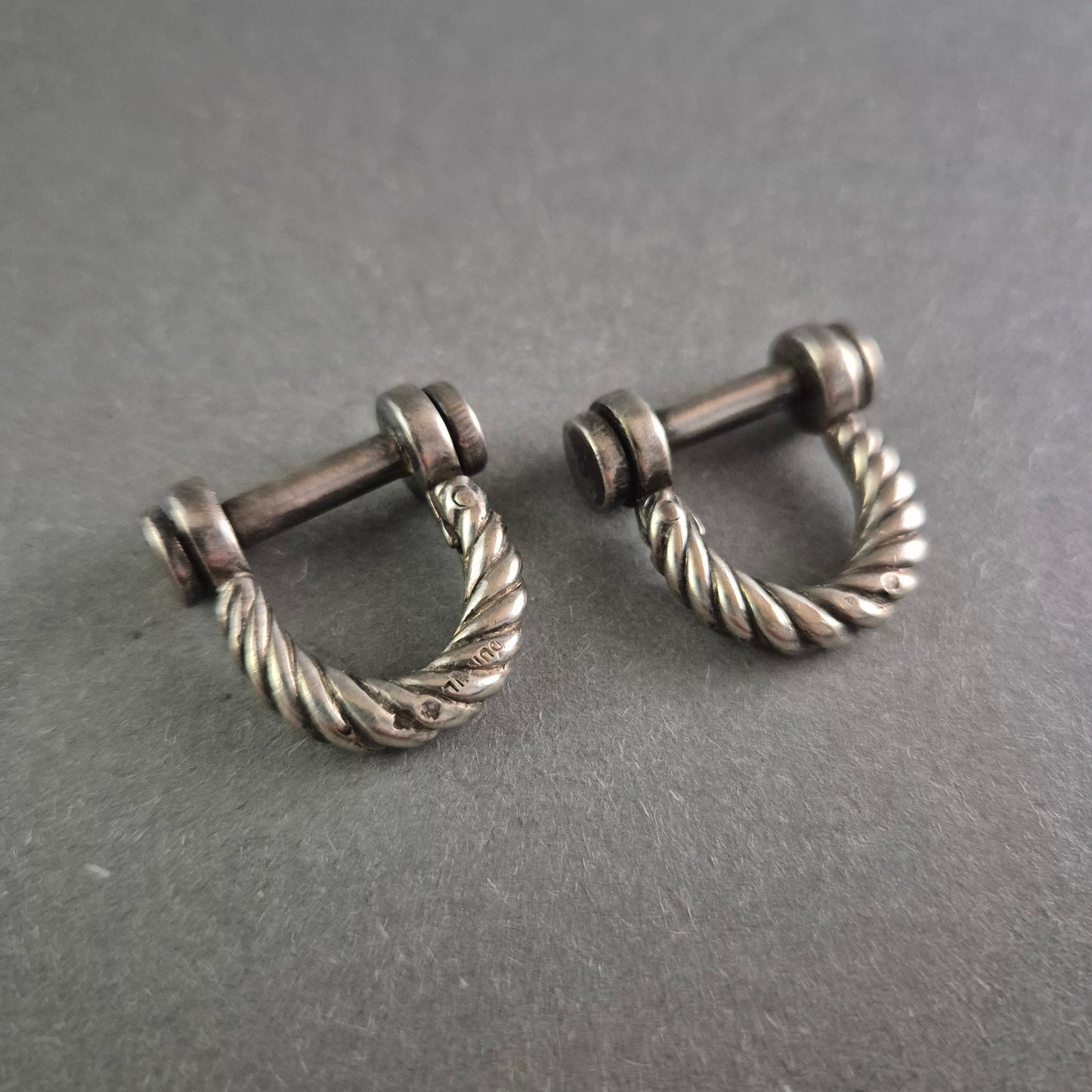 Vintage Sterling Silber Manschettenknöpfe – Elegantes Tau-Design