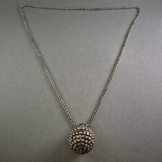Vintage Sterling Silber Kugel-Anhänger – Extravagantes Design mit Kette