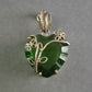 Vintage Sterling Silber Anhänger mit grünem Herzstein – Florales Design