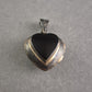 Vintage Sterling Silber Herz-Medaillon mit schwarzem Stein – Zeitloser Charme