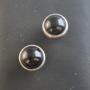 Vintage Silber Ohrstecker mit Onyx – Eleganz und Charakter